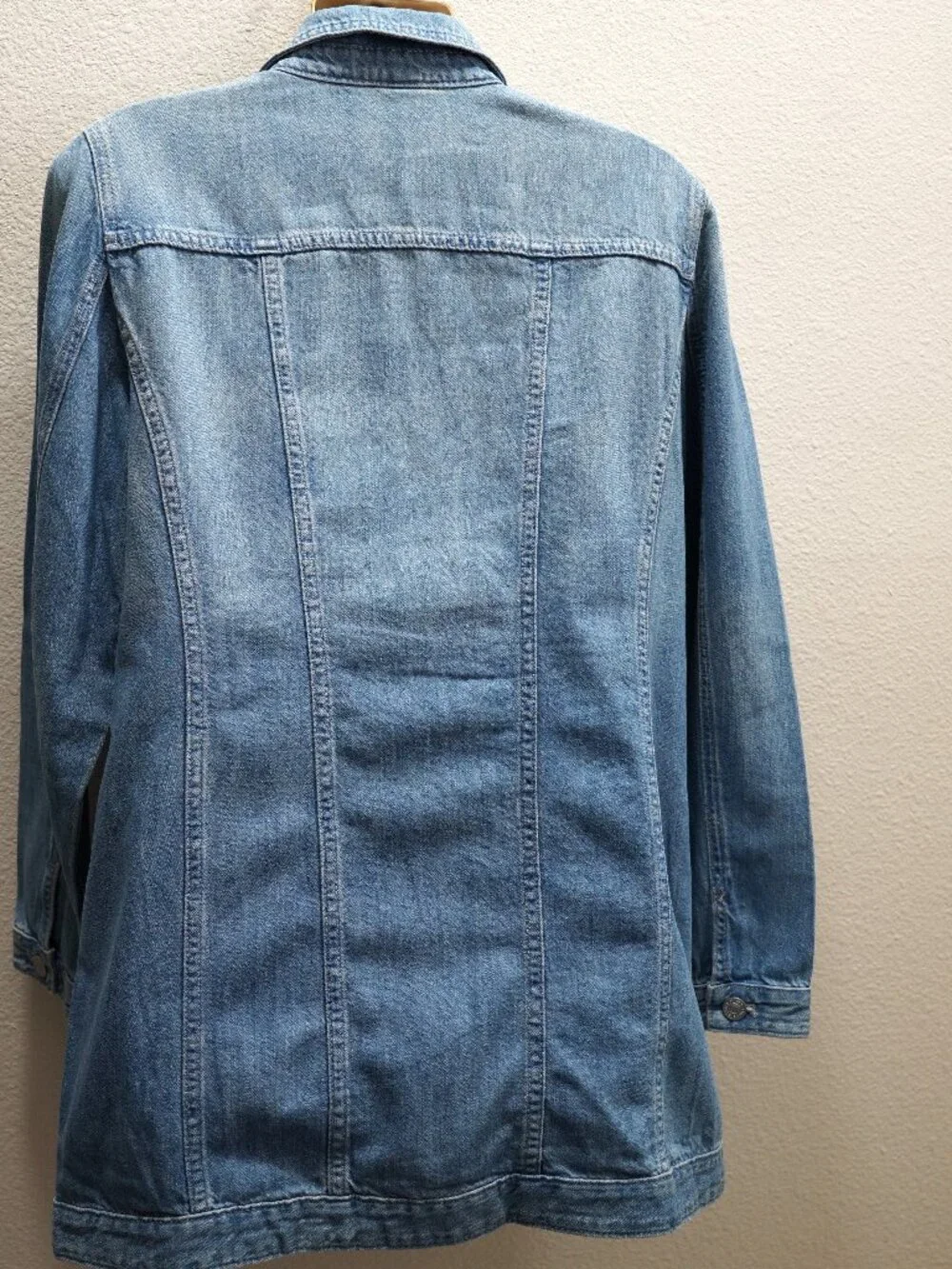 Chico’s Elongated Denim Worn Look Jacket size 1